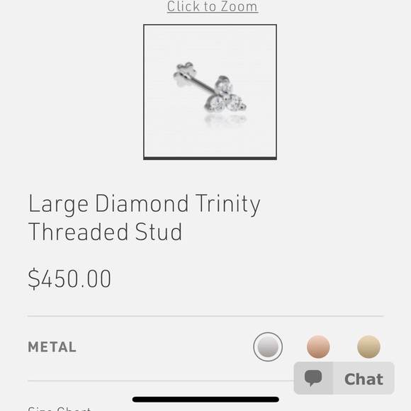 Large Diamond Trinity Threaded Stud Maria tash - Picture 6 of 6